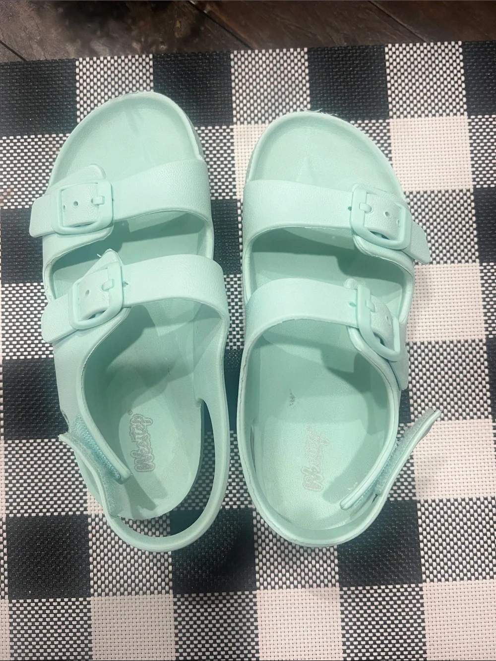 Nike Kids Pink Slide Sandals and Mint Green Buckle Sandals Set